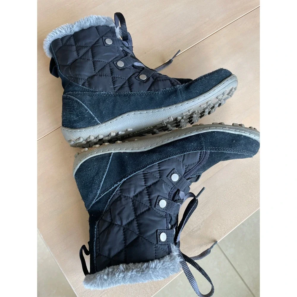 Columbia Women's Powder Summit Shorty Waterproof Black Suede Quilted‎ Snow Boots